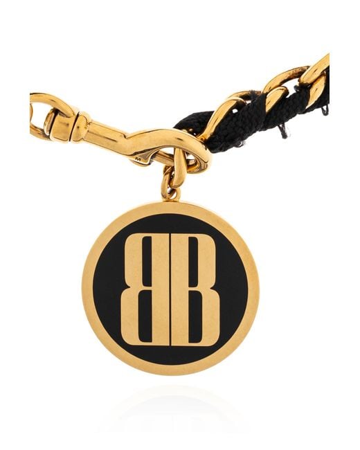 Balenciaga Black Short Necklace With Round Pendant