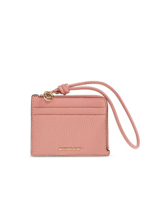 MICHAEL Michael Kors Pink Leather Card Holder With Logo