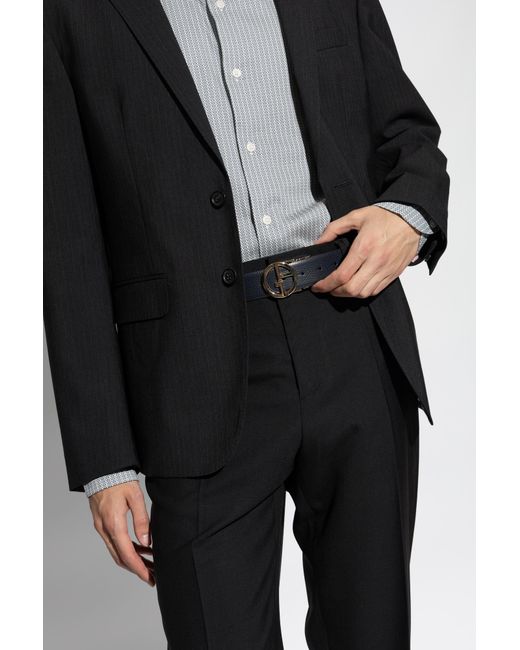 Giorgio Armani Black Reversible Belt for men