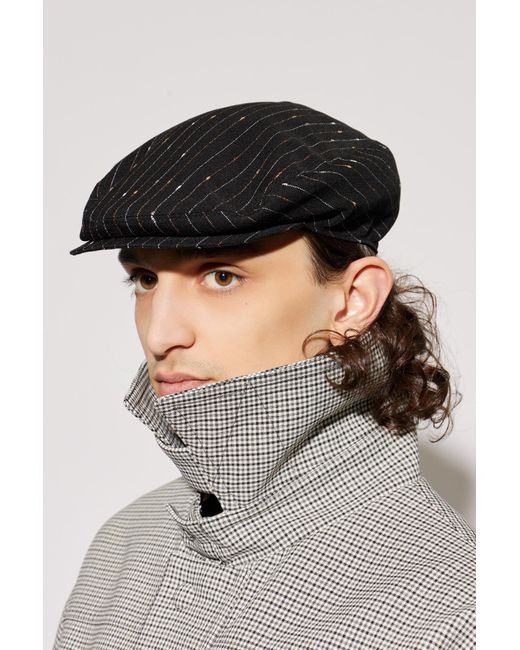 Dolce & Gabbana Black Pinstripe Flat Cap for men