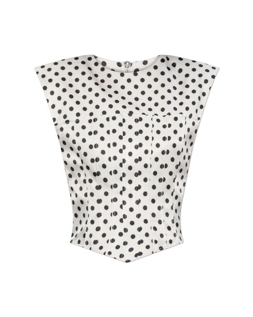 Ganni White Top With Polka Dot Pattern