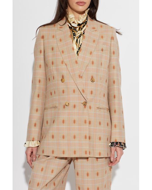 Etro Natural Wool Double-Breasted Blazer