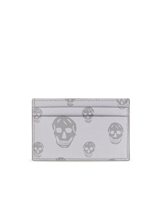 McQueen Gray Leather Card Holder for men