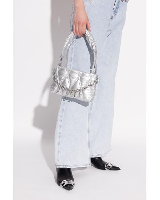 DIESEL White Shoulder Bag "Charm-D Pouch"