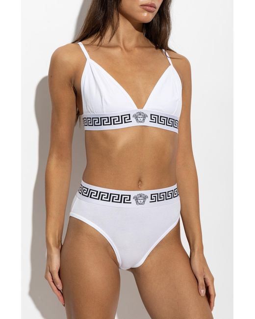 Versace White Cotton Bra With Logo