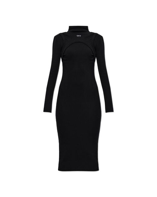 Off-White c/o Virgil Abloh Black Pencil Dress With Turtleneck