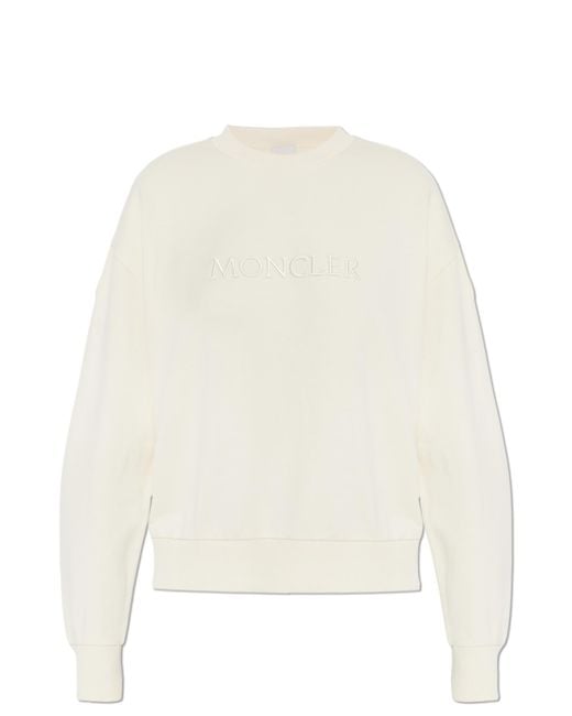 Moncler White Sweatshirt With Embroidered Logo