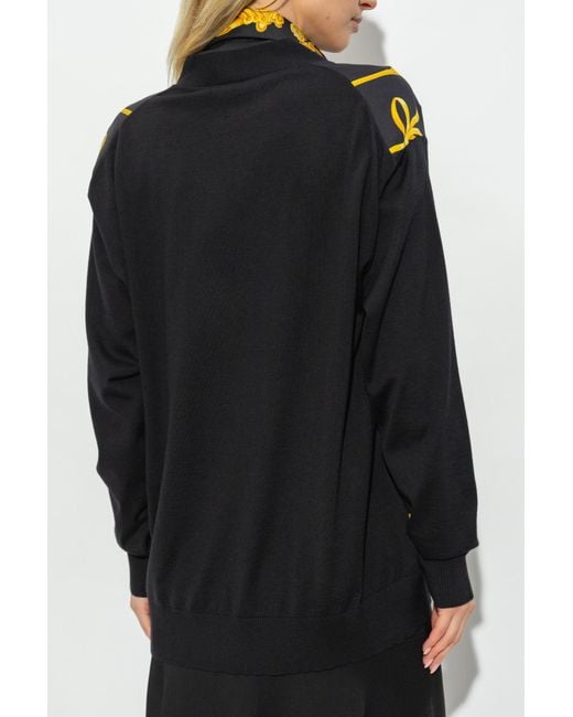 Versace Black Cardigan With Mixed Materials