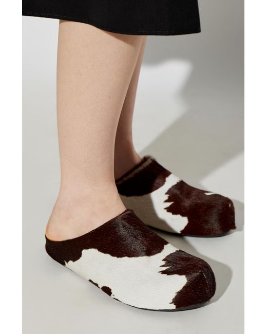 Marni Brown Animal Print Slides