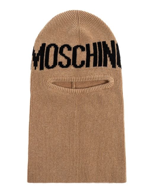 Moschino Brown Balaclava With Logo,