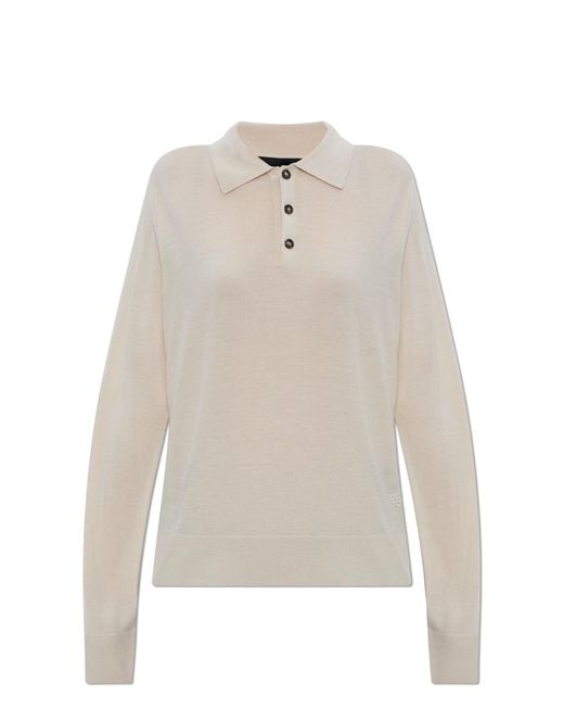DSquared² White Wool Long-Sleeve Polo