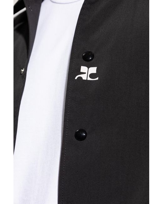 Courreges Black Lightweight Jacket With Printed Logo for men