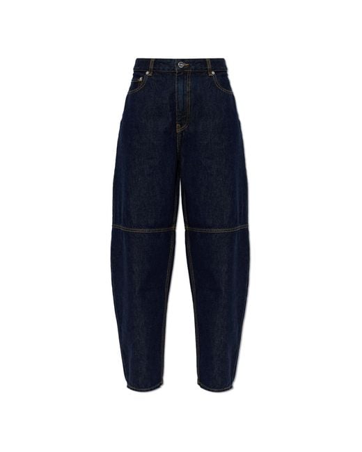 Ganni Blue Jeans With Logo