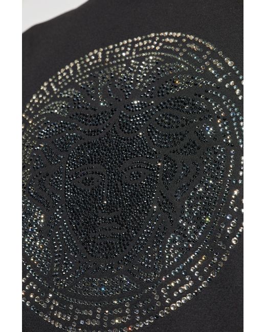 Versace Black T-Shirt With Shimmering Appliqués for men