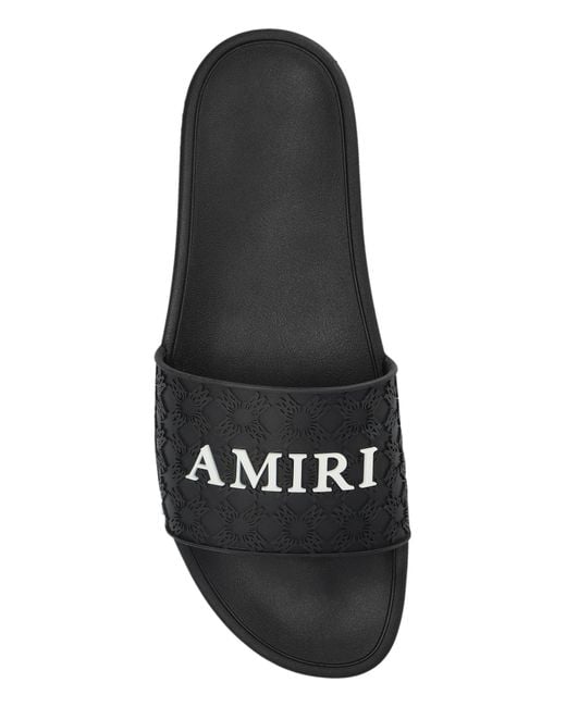 Amiri Black Rubber Slides With Monogram for men