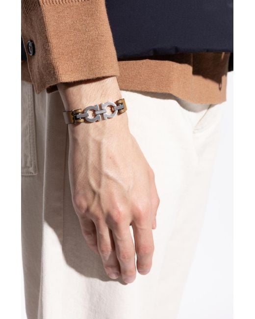 Ferragamo Brown Leather Bracelet for men