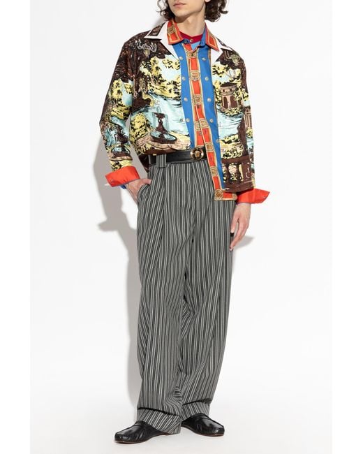 Versace Blue Silk Shirt With "The Ringmaster" Print for men