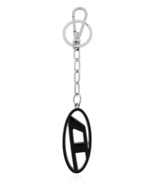 DIESEL Black Keychain "Cage-D" for men