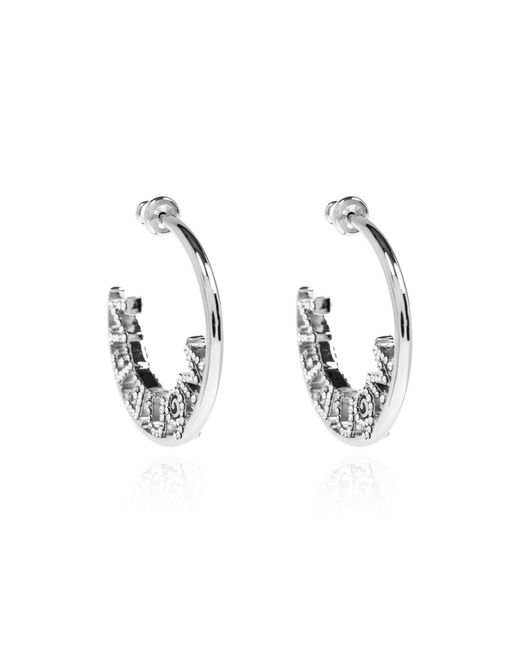 Alexander McQueen Blue Earrings With A Logo Encrusted With Sparkling Crystals