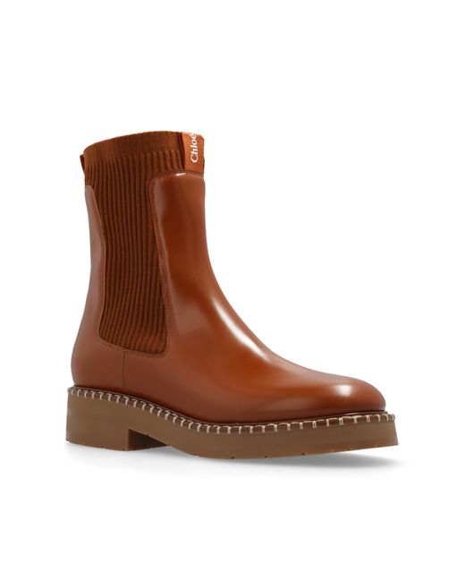 Chloé Brown Ankle Boots With Logo