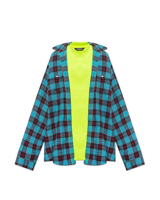 Balenciaga Checked Shirt in Blue for 