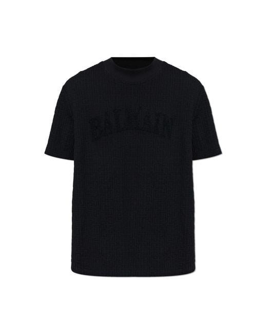 Balmain Black T-Shirt With Monogram for men