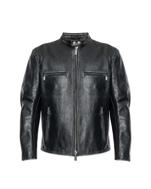 DSquared² White Leather Jacket With Pockets for men