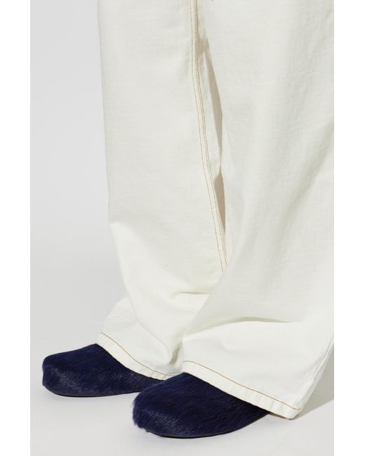 Marni Blue Fur Slides for men