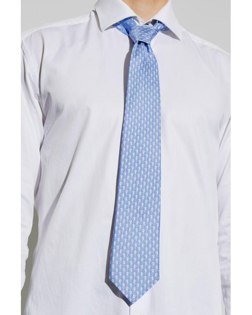 Ferragamo Blue Silk Tie for men
