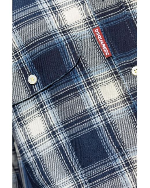 DSquared² Blue Checked Pattern Shirt for men