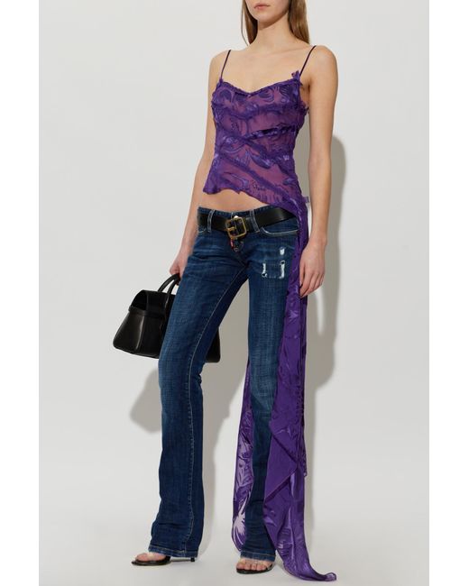 DSquared² Purple Transparent Dress With Decorative Pattern