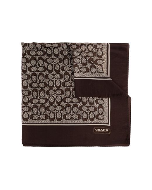 COACH Black Silk Scarf With Monogram