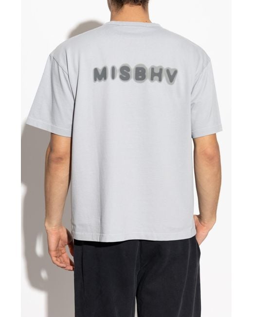 M I S B H V Gray T-shirt With Logo, for men