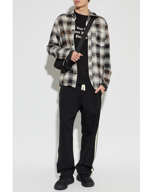 Palm Angels Black T-Shirt With Print for men