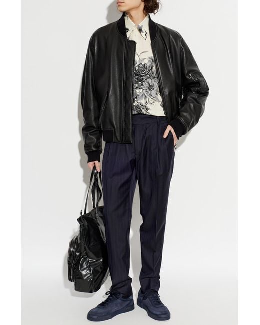 Dolce & Gabbana Black Leather 'Bomber' Jacket for men