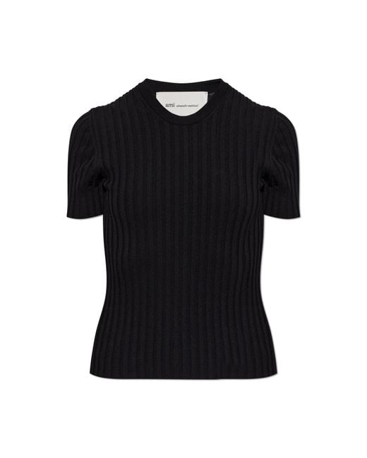 AMI Black Pleated Top
