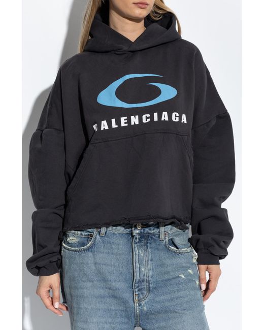 Balenciaga Black Oversized Vintage Effect Hoodie