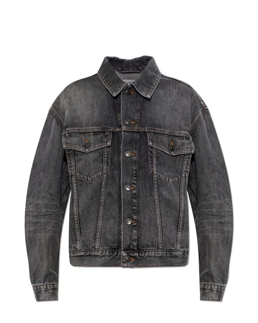 Balenciaga Gray Denim Jacket With Logo