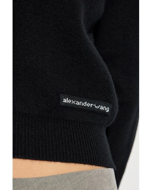 Alexander Wang Blue Cardigan With Logo Patch
