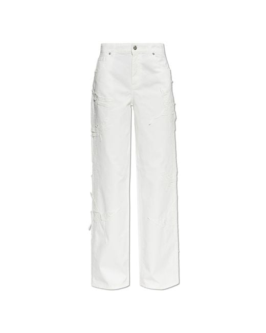 Blumarine White Jeans With Lace Inserts