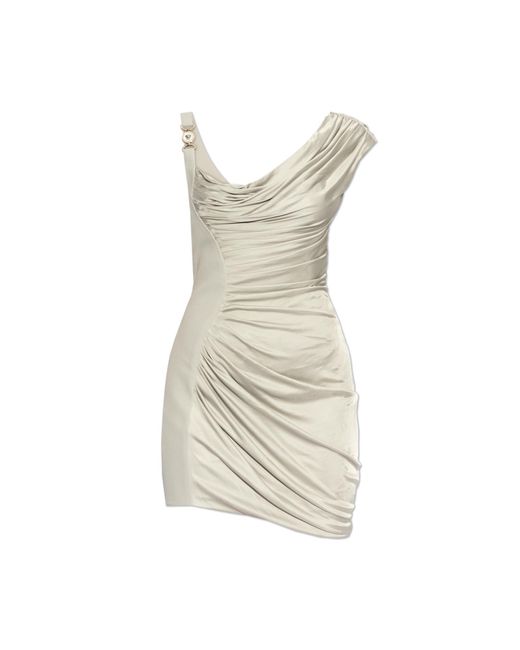 Versace White Dress With Decorative Draping