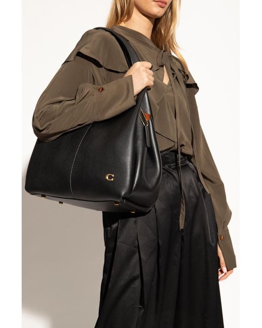 COACH Black Lana Leather Shoulder Bag