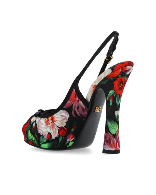 Dolce & Gabbana White Platform Shoes With Floral Motif