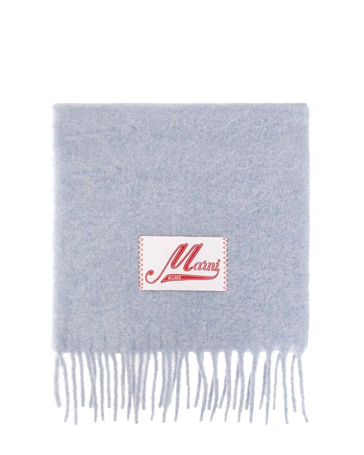 Marni White Scarf With Logo Patch
