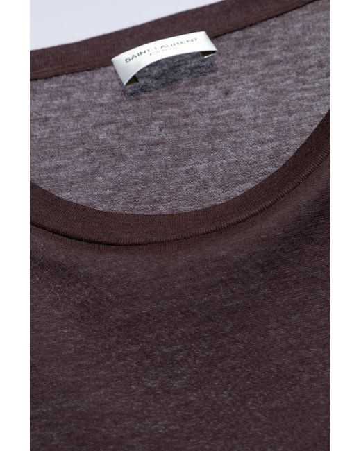 Saint Laurent Brown Cotton T-shirt, for men