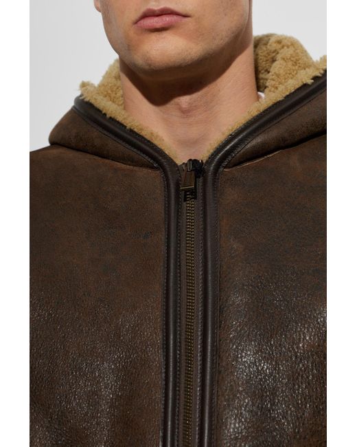 DSquared² Black Suede Jacket With Hood for men