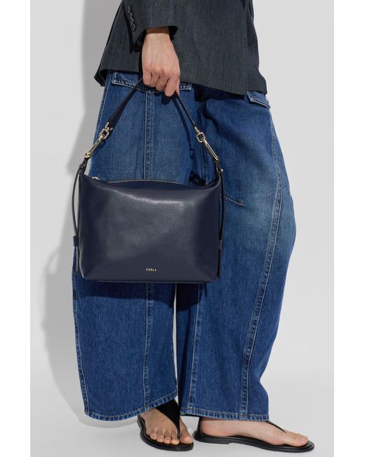 Furla Blue 'Tonie Medium' Hobo Shoulder Bag