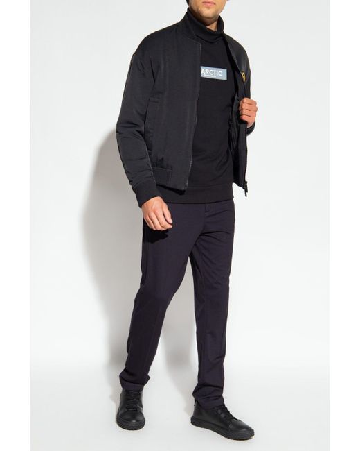 Emporio Armani Bomber Jacket With Logo in Black for Men | Lyst