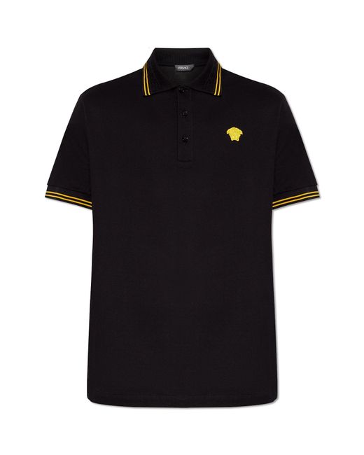 Versace Polo Shirt With Medusa Face in Black | Lyst