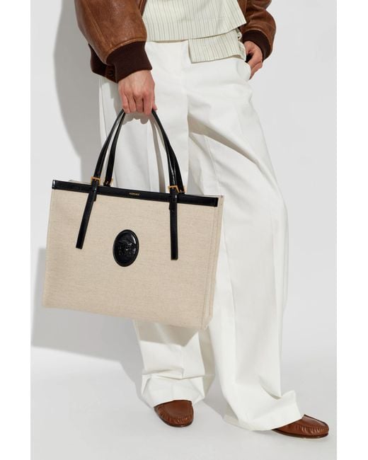 Versace Natural 'Large' Shopper Bag With Medusa Head